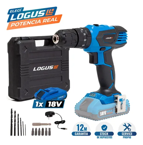 Logus Taladro Logus Atornillador De Mano Inalámbrico 18v Con Maletín Color Celeste Y Negro
