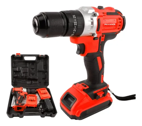 Miyawa Taladro Percutor Mandril Metálico De 13 Mm 1420 Rpm Batería Ion Litio De 18v 40Nm Con Meletin Y Accesorios Miyawa