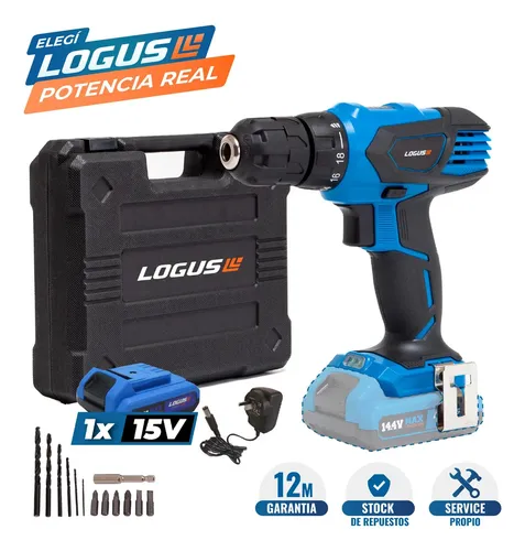 Logus Taladro Atornillador Inalambrico Litio Logus 15v + Maletin Color Azul marino