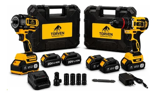 Llave De Impacto 450nm + Taladro Percutor 20v Brushless 13mm Amarillo 50 Hz/60 Hz