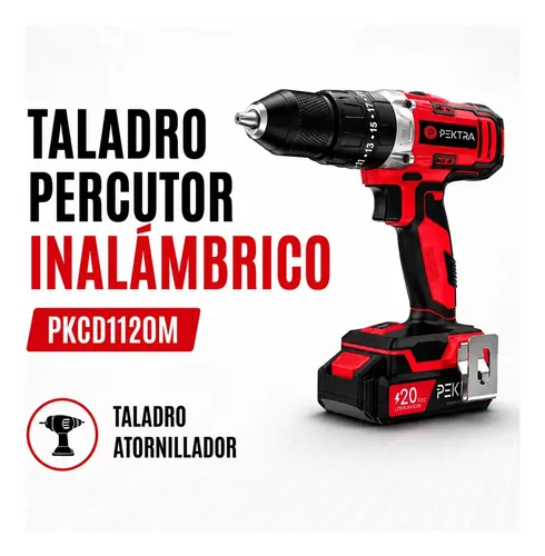 Pektra Taladro Percutor Atornillador Inalámbrico 20v Pektra Maletín Color Rojo Frecuencia 50