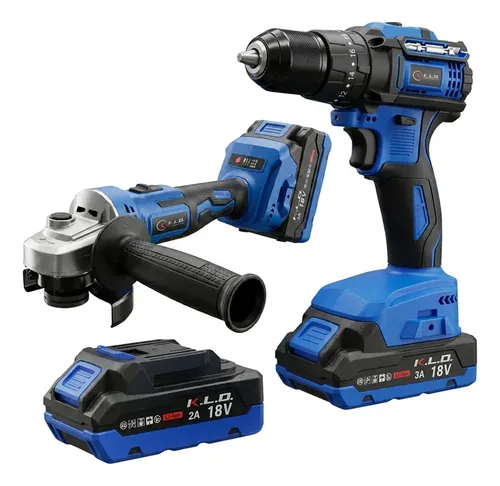 KLD Kit KLD Taladro Amoladora Brushless 18V C/Baterías Maletín 115mm 13mm