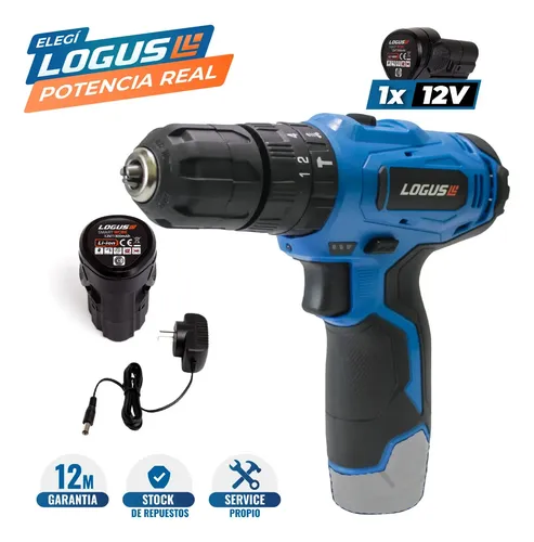 Taladro Atornillador Percutor Logus 10mm 25nm Color Azul