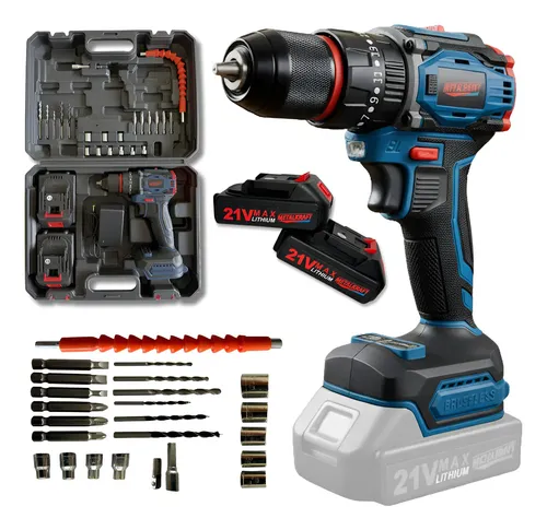 Metalkraff Taladro Inalámbrico Percutor Brushless Metalkraff 21v 50 Nm Azul Oscuro