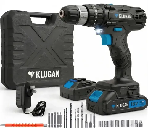 Taladro Atornillador Percutor Inalámbrico Klugan 10mm Tip-18