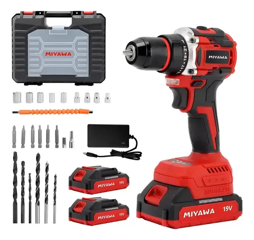 Miyawa Taladro Percutor Miyawa Sin Escobillas 19V Con 2 Baterías y Maletín de Accesorios