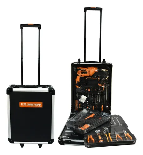 Lusqtoff Kit de Herramientas 107 piezas + Taladro Percutor Lusqtoff LQCT107-8K Maletín con Ruedas