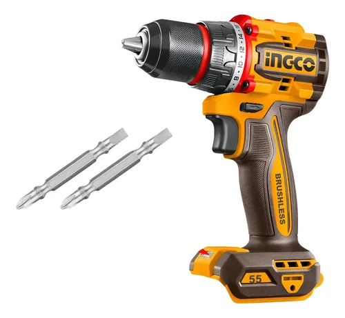 Ingco Taladro Atornillador Bateria Ingco 20v P20s 55nm +2 Puntas Color Naranja